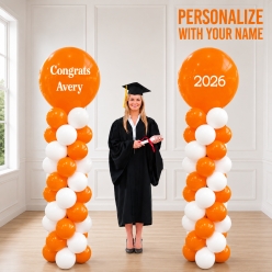 Grad Orange 2026 PERSONALIZED Airfill Double Balloon Column